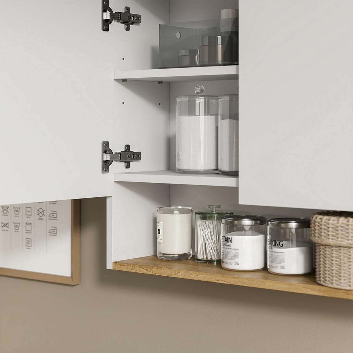 HÄNGESCHRANK Viktor, Weiß/Artisan-Eiche, 68 x 60 cm mit 2 Türen - Weiß/Eiche Artisan, Holzwerkstoff (68/60/20.5cm) - Vicco
