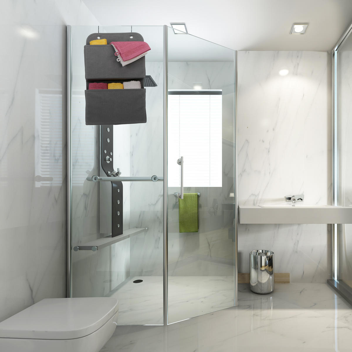 HÄNGEORGANIZER - Grau, Wellpappe/Textil (31/50/10cm) - Relaxdays