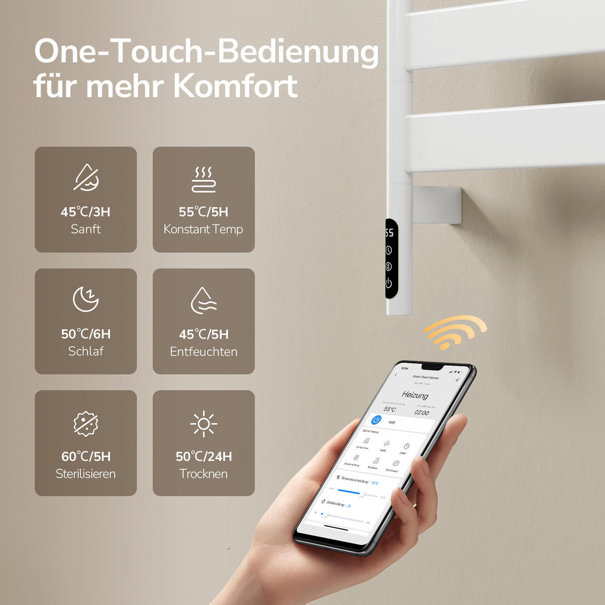 HEIZKÖRPER Handtuchheizkörper Intelligentes Heizsystem mit Ablage Weiß 76/45 cm - Weiß, Metall (45/76/14cm) - EMKE