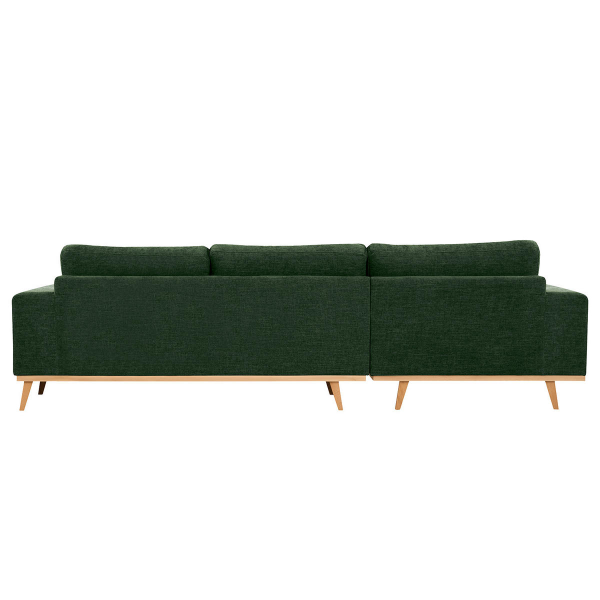 ECKSOFA mit Longchair - Dunkelgrün/Buchefarben, Buchenholz/Textil (281/153cm) - home24