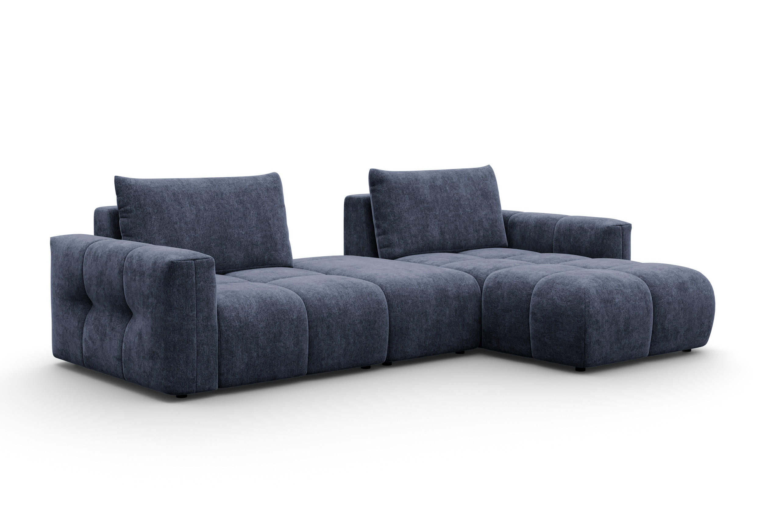 ECKSOFA VERONA 4-Sitzer RECHTS, Marineblau - Blau/Schwarz, Holz/Textil (282/173cm) - Courtois Laville