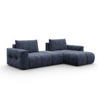 ECKSOFA VERONA 4-Sitzer RECHTS, Marineblau - Blau/Schwarz, Holz/Textil (282/173cm) - Courtois Laville