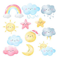 WANDAUFKLEBER 60x89cm - Natur-Pastellelemente - Multicolor, Kunststoff (60/89/0.1cm) - Wallfluent