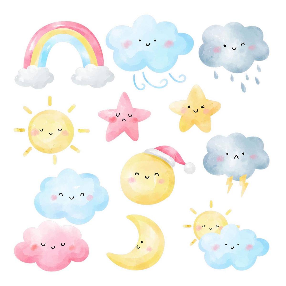 WANDAUFKLEBER 60x89cm - Natur-Pastellelemente - Multicolor, Kunststoff (60/89/0.1cm) - Wallfluent