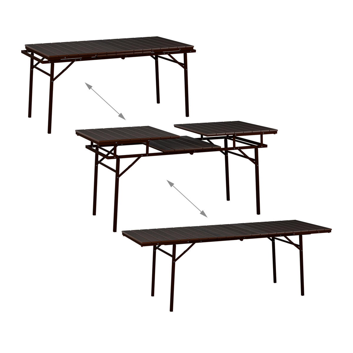 GARTENTISCH - Braun, Kunststoff/Metall (78/166/76cm) - Relaxdays