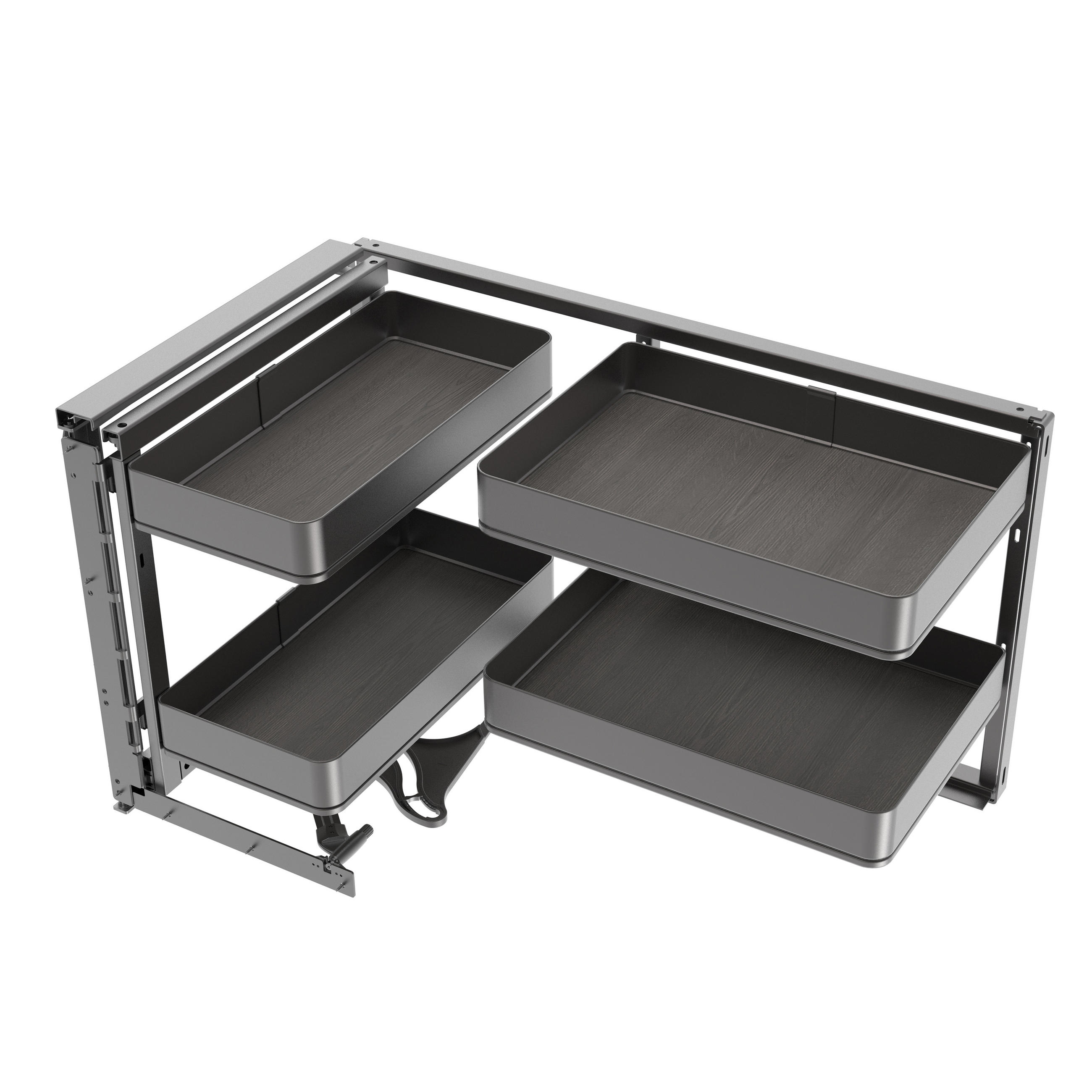 ECKSYSTEM Harmony Eckauszug Für Küchenmöbel Links, Stahl Und Holz, Anthrazitgrau - Grau, Metall (106.8/52/53.7cm) - EMUCA