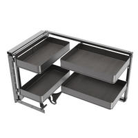 ECKSYSTEM Harmony Eckauszug Für Küchenmöbel Links, Stahl Und Holz, Anthrazitgrau - Grau, Metall (106.8/52/53.7cm) - EMUCA