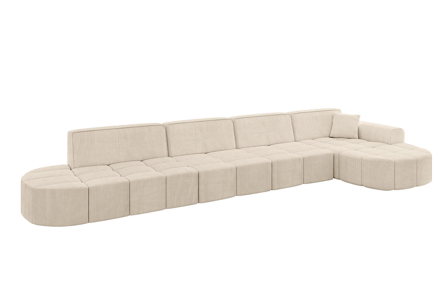 ECKSOFA Ottomane Rechts LIVO-L3 - 422x173x79,5 cm Beige - Beige, Holzwerkstoff/Textil (422/173cm) - ALTDECOR