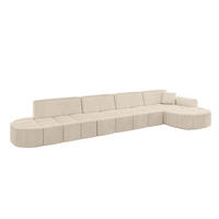 ECKSOFA Ottomane Rechts LIVO-L3 - 422x173x79,5 cm Beige - Beige, Holzwerkstoff/Textil (422/173cm) - ALTDECOR