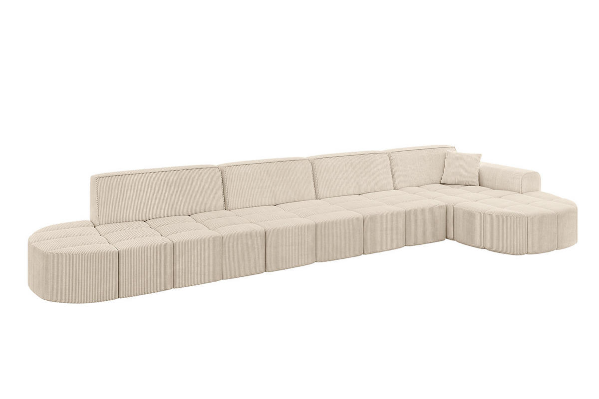 ECKSOFA Ottomane Rechts LIVO-L3 - 422x173x79,5 cm Beige - Beige, Holzwerkstoff/Textil (422/173cm) - ALTDECOR
