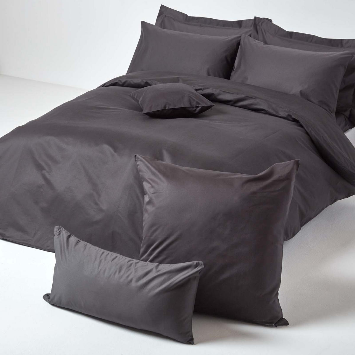 KISSENBEZUG Premium, Ägyptische Baumwolle, Fadendichte 1000 - Anthrazit, Textil (80/80cm) - Homescapes