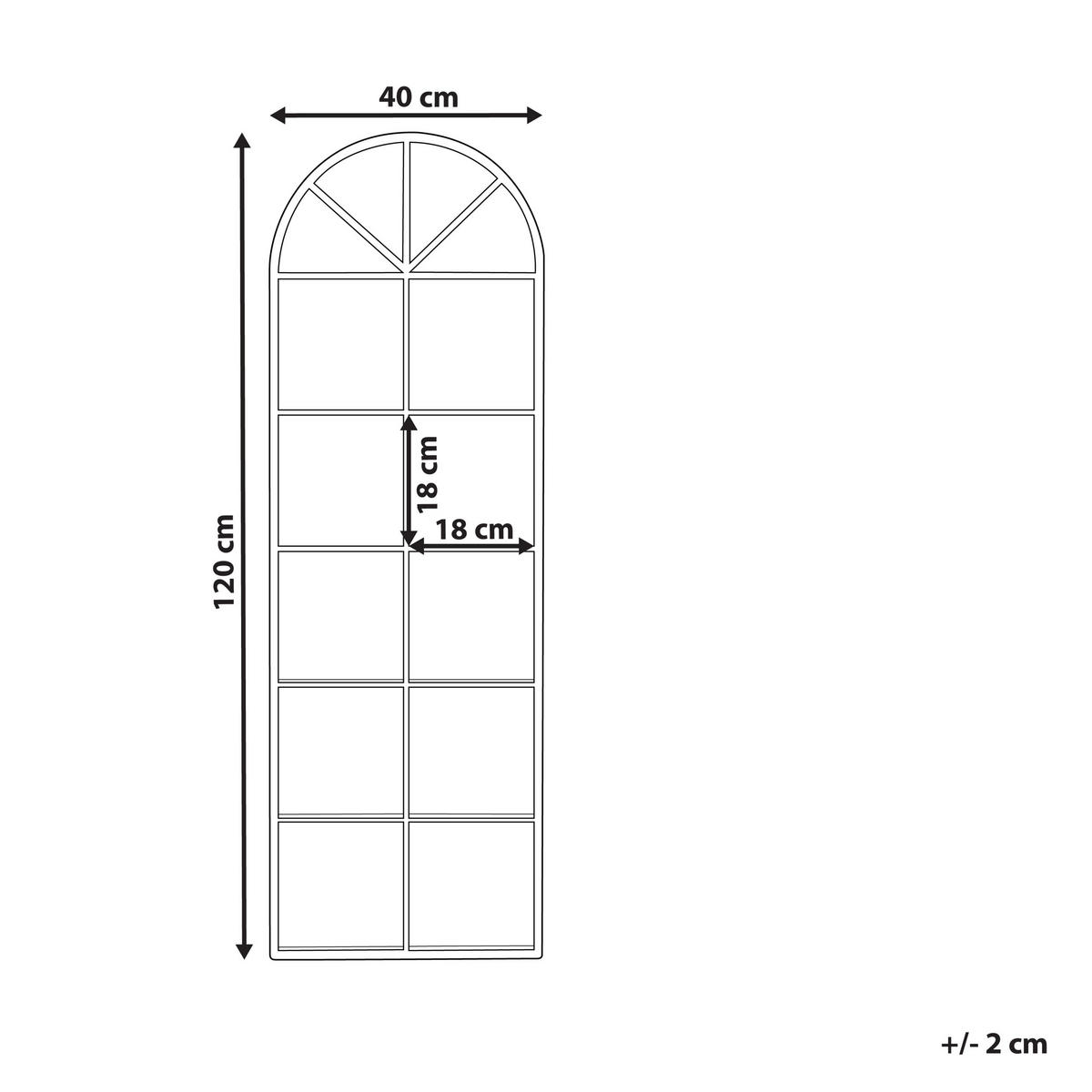 WANDSPIEGEL schwarz Fensteroptik 40/120 cm Brouage - Schwarz, Metall (40/120/3cm) - Beliani