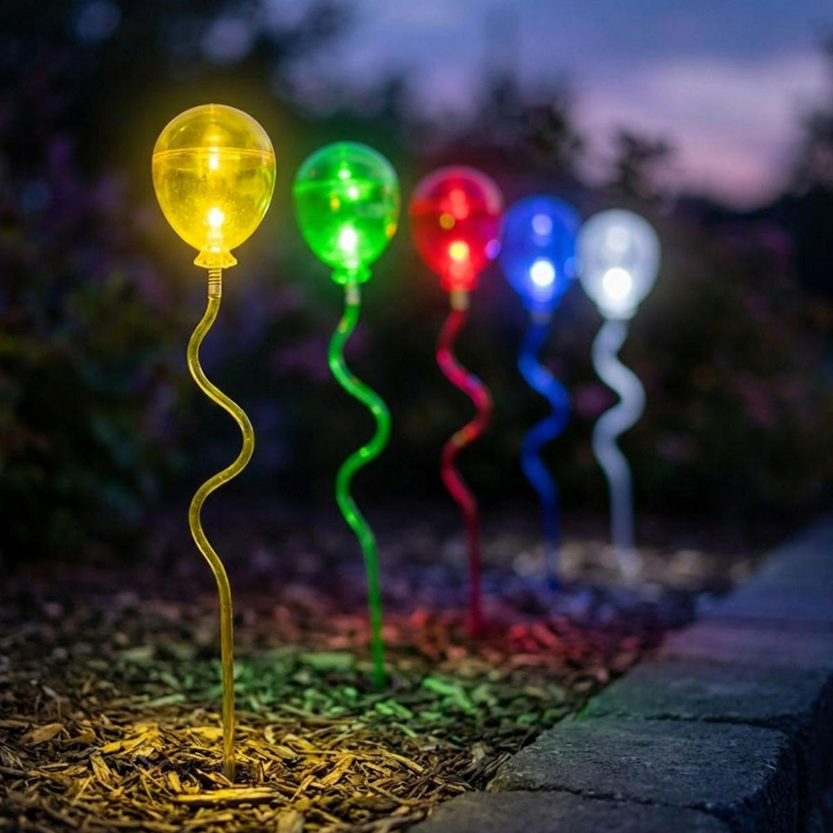 5X LED AUSSENLEUCHTE Luftballons Bunt - Multicolor, Kunststoff (8.5/8.5/60cm)