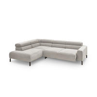 ECKSOFA DELIA Silber Cord - Silberfarben/Schwarz, Textil/Metall (276/219cm) - KAWOLA