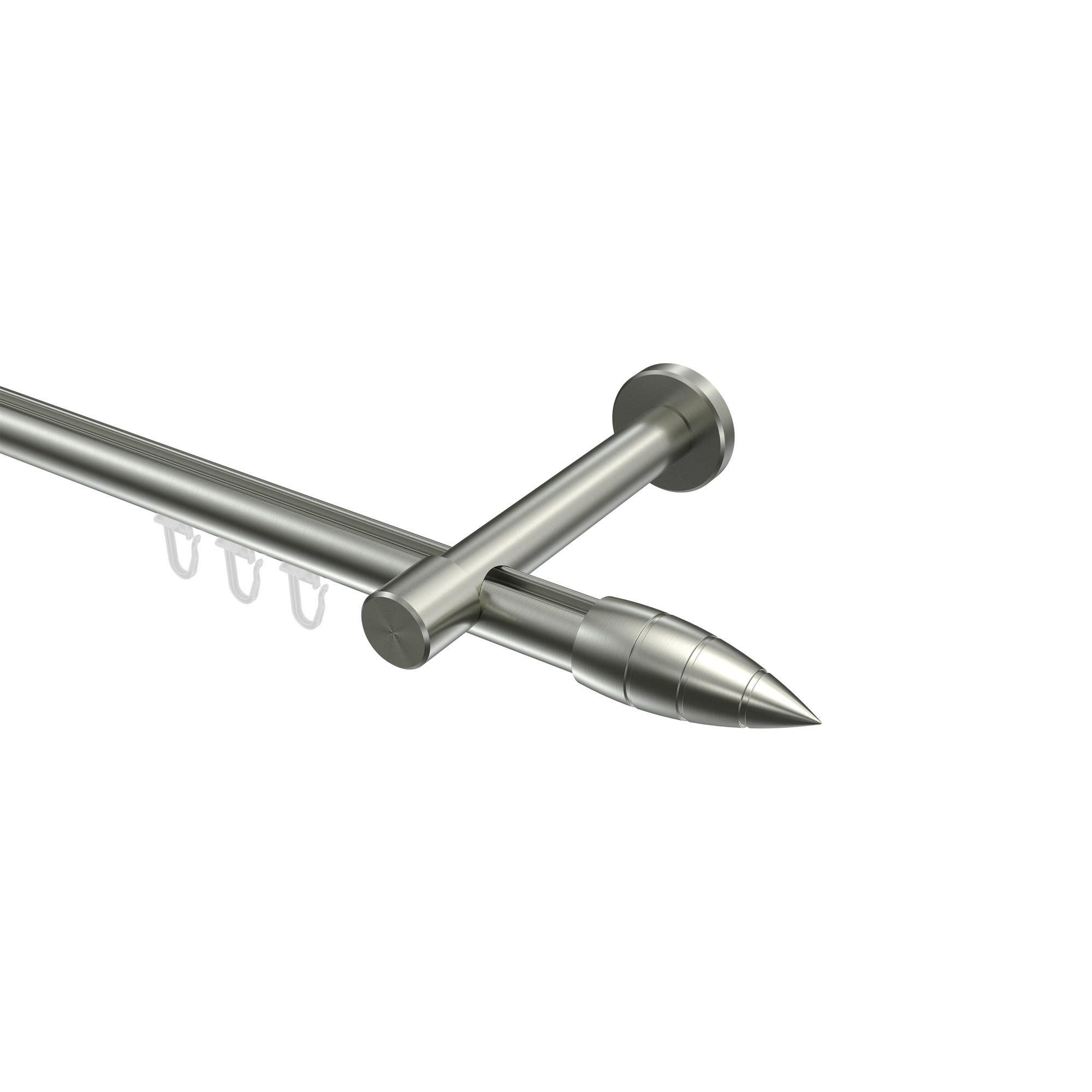 INNENLAUF-GARDINENSTANGEN-SET Prestige Samanto 300 cm (geteilt in 3 x 100 cm), 1-läufig, 20 mm Ø Edelstahl-Optik - Edelstahlfarben, Metall (300cm) - INTERDECO
