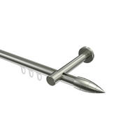 INNENLAUF-GARDINENSTANGEN-SET Prestige Samanto 360 cm (geteilt in 2 x 180 cm), 1-läufig, 20 mm Ø Edelstahl-Optik - Edelstahlfarben, Metall (360cm) - INTERDECO