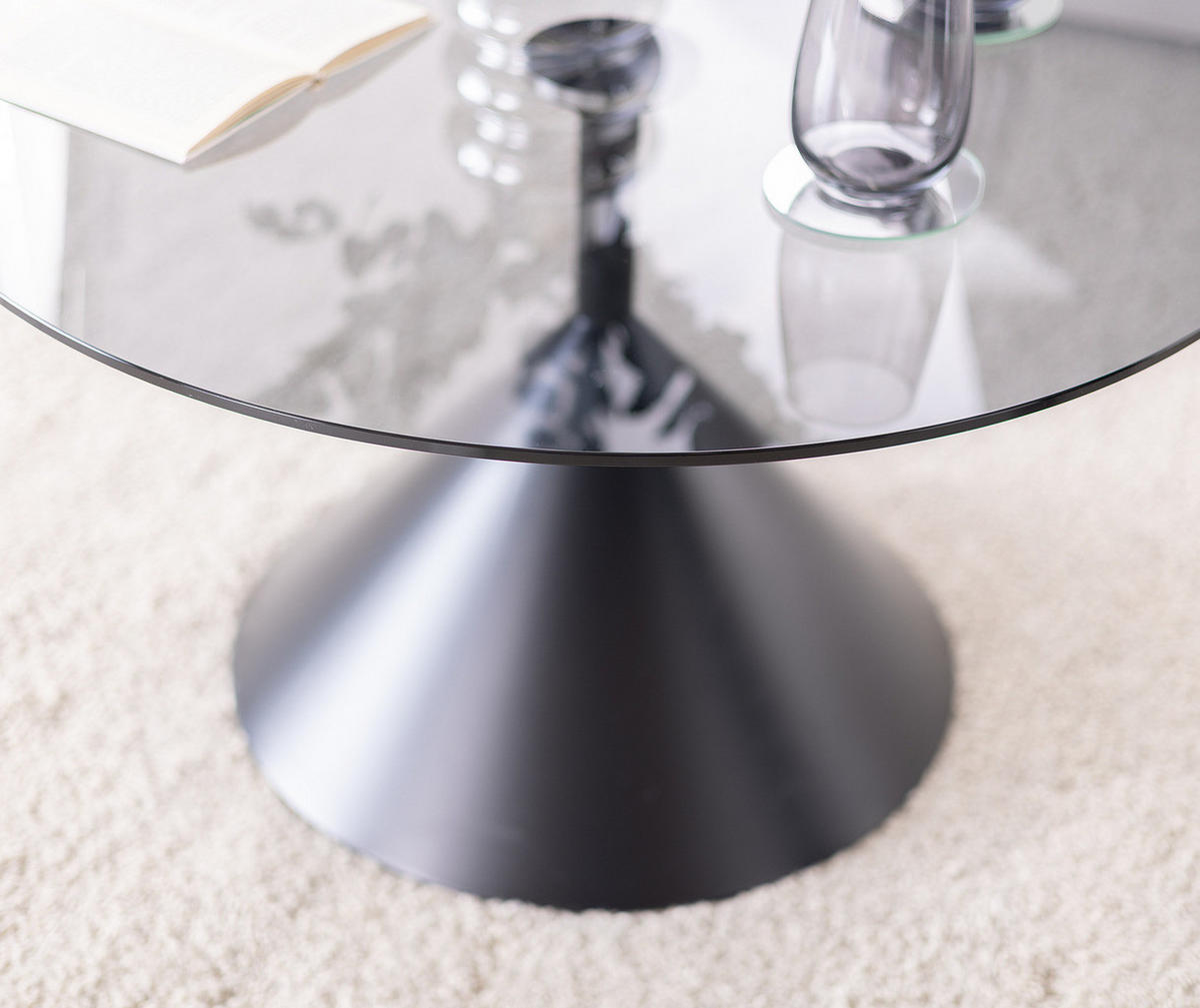 COUCHTISCH - Rund - Glas / Metall - Grau / Schwarz - Schwarz/Grau, Glas/Metall (80/80/45cm) - home24