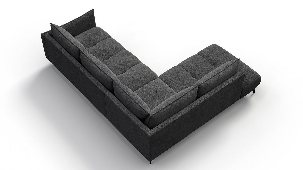 ECKSOFA AERA 5-Sitzer links, dunkelgrau - Dunkelgrau/Schwarz, Holz/Textil (268/206cm) - Courtois Laville