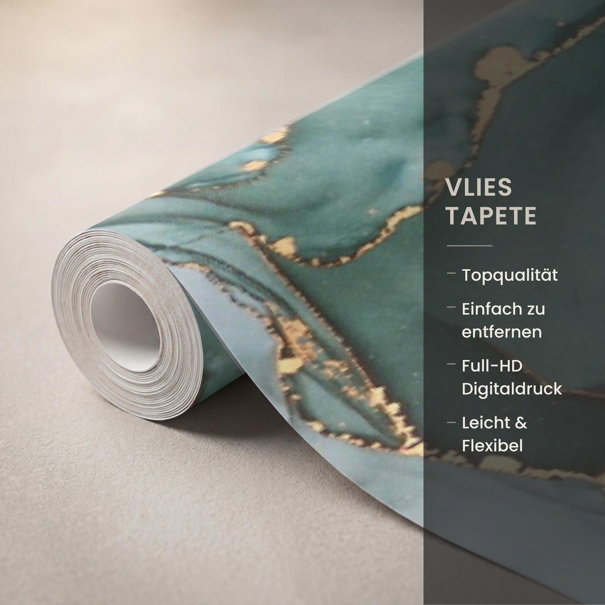 TAPETE - Gold - Marmor - Grün - Luxus - Marmoroptik - Grau - 240x200 cm - Grün, Papier (240/200cm) - OnlyWow