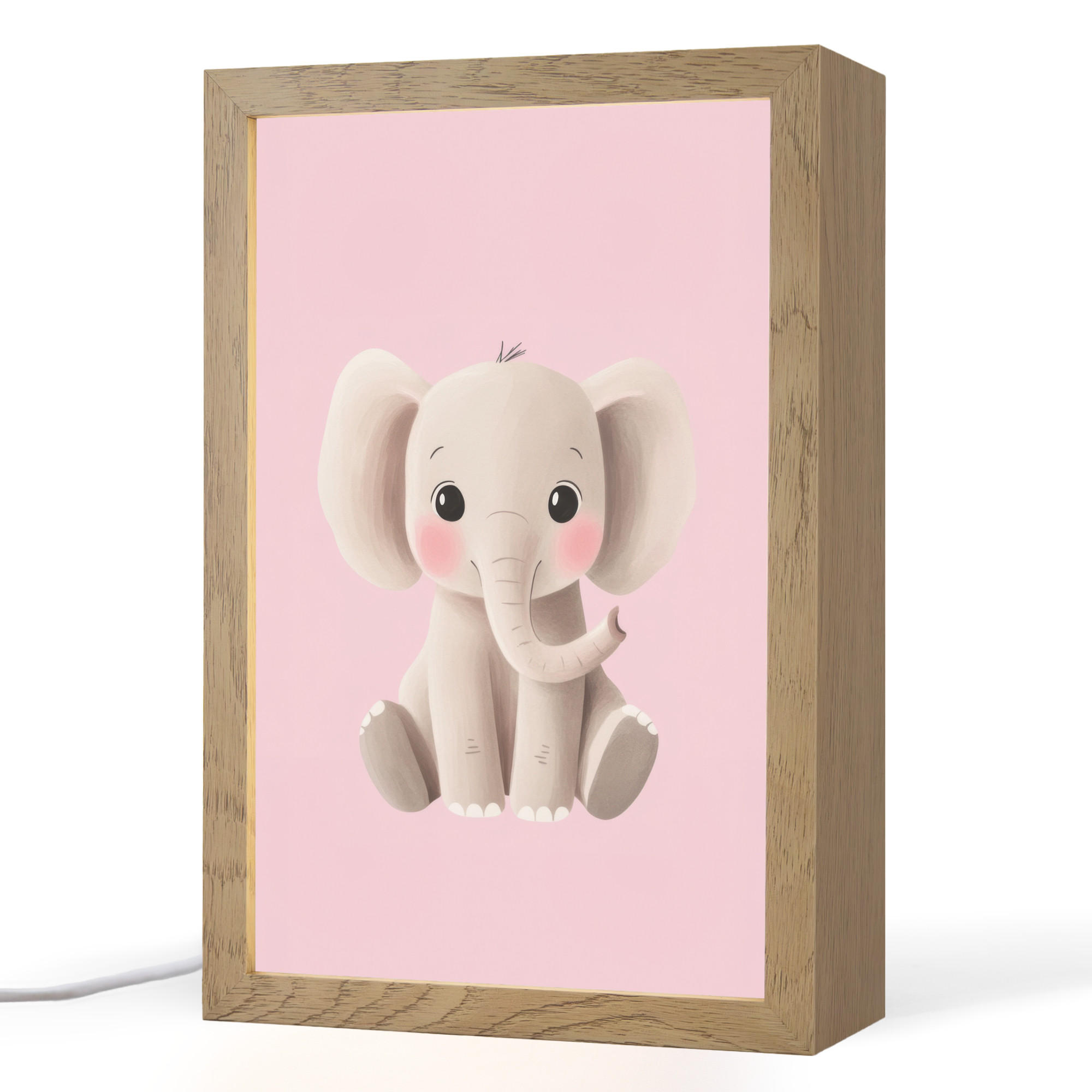 NACHTTISCHLAMPE Elefant - Baby - Rosa - Cartoon 20x30 cm - Rosa, Holzwerkstoff (8/20/30cm)