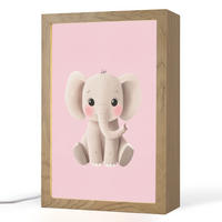 NACHTTISCHLAMPE Elefant - Baby - Rosa - Cartoon 20x30 cm - Rosa, Holzwerkstoff (8/20/30cm)