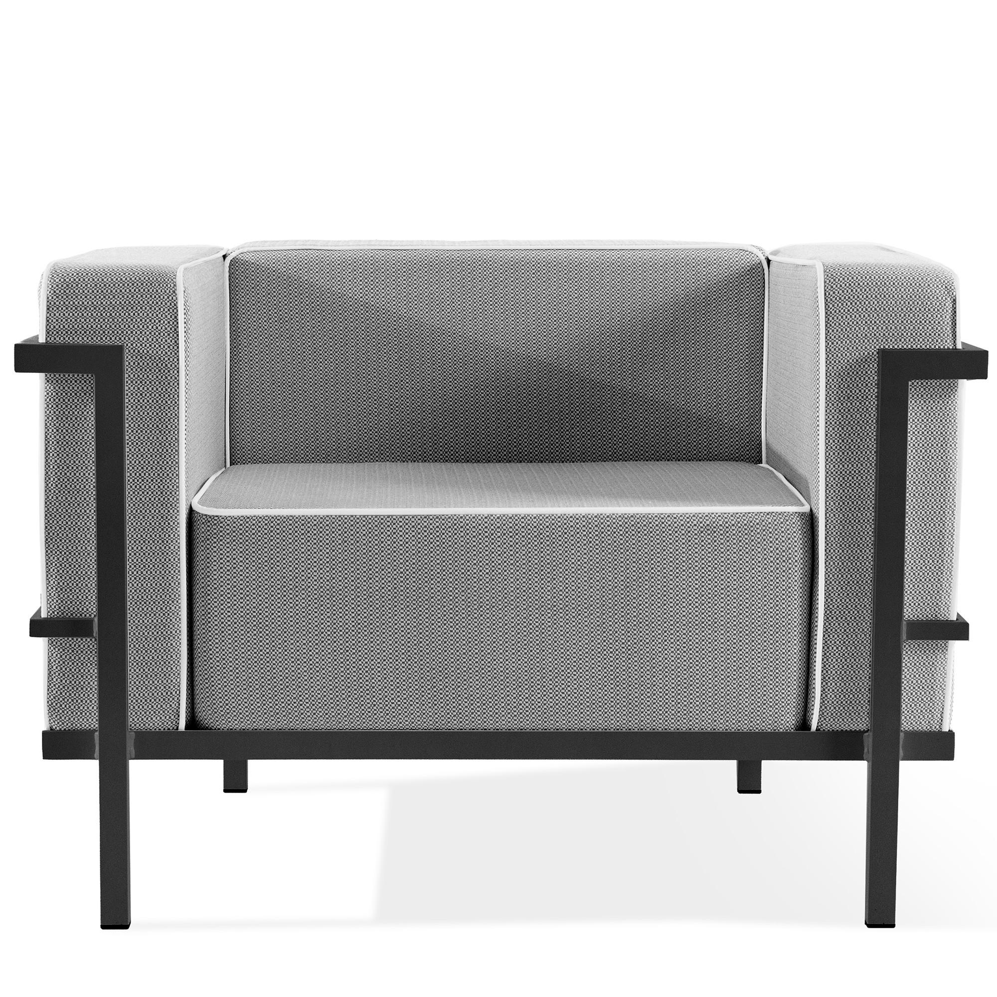 GARTENSESSEL TRIGLO Stahlgestell, Modern, Dunkelgrau - Dunkelgrau/Schwarz, Textil/Metall (99/70/69cm) - KONSIMO®