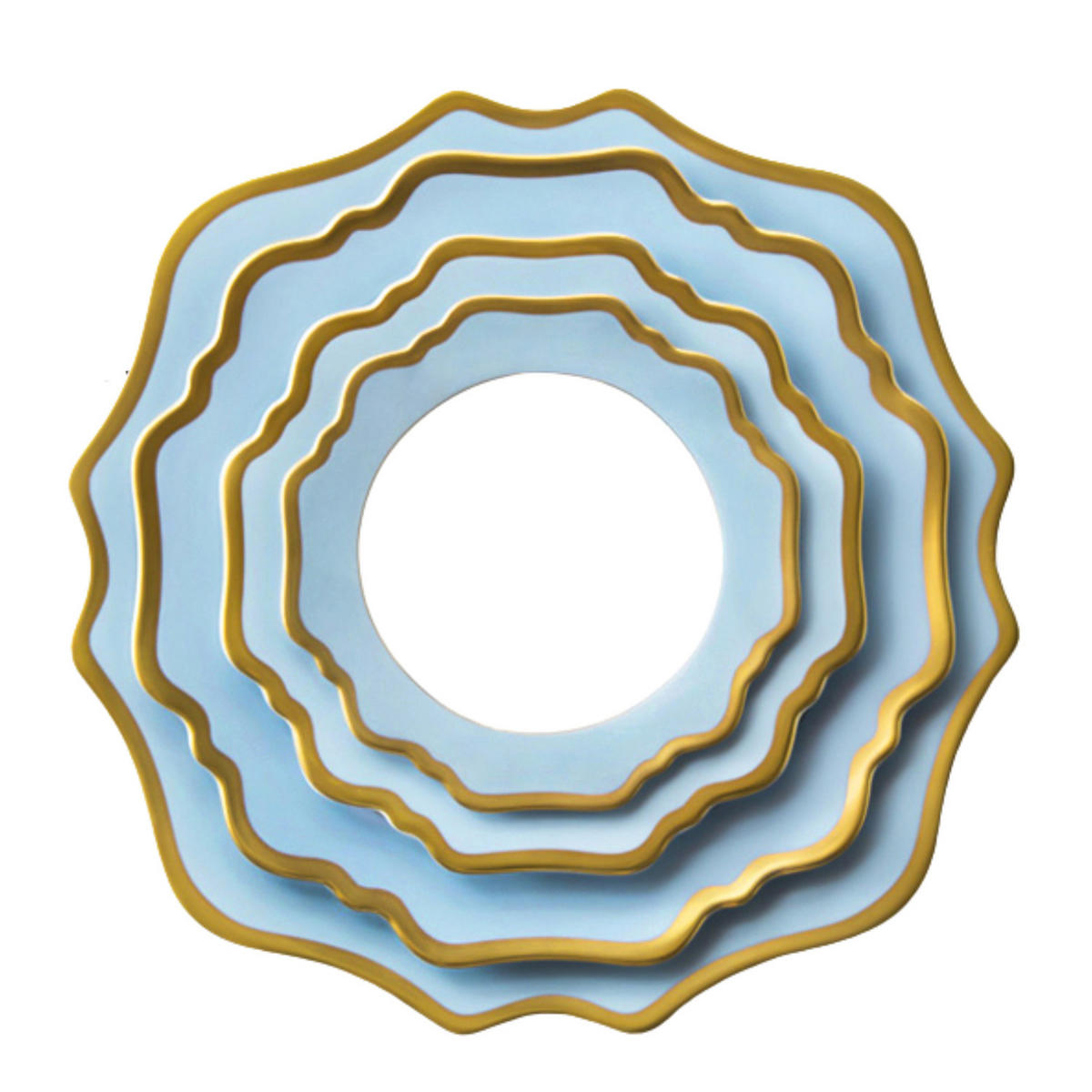 TELLERSET Hellblau Gold Bone China 4tlg Ø30 Ø27 Ø20 Ø16 cm - Blau/Hellblau, Keramik (33/33/3cm) - Quality Elegance