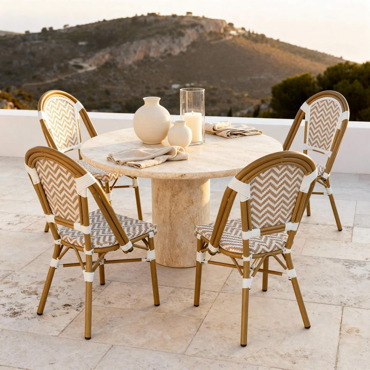 GARTENSTÜHLE Braun Weiß 46/57/85 cm 2er-Set - Braun, Metall (46/85/57cm) - Mobili Rebecca