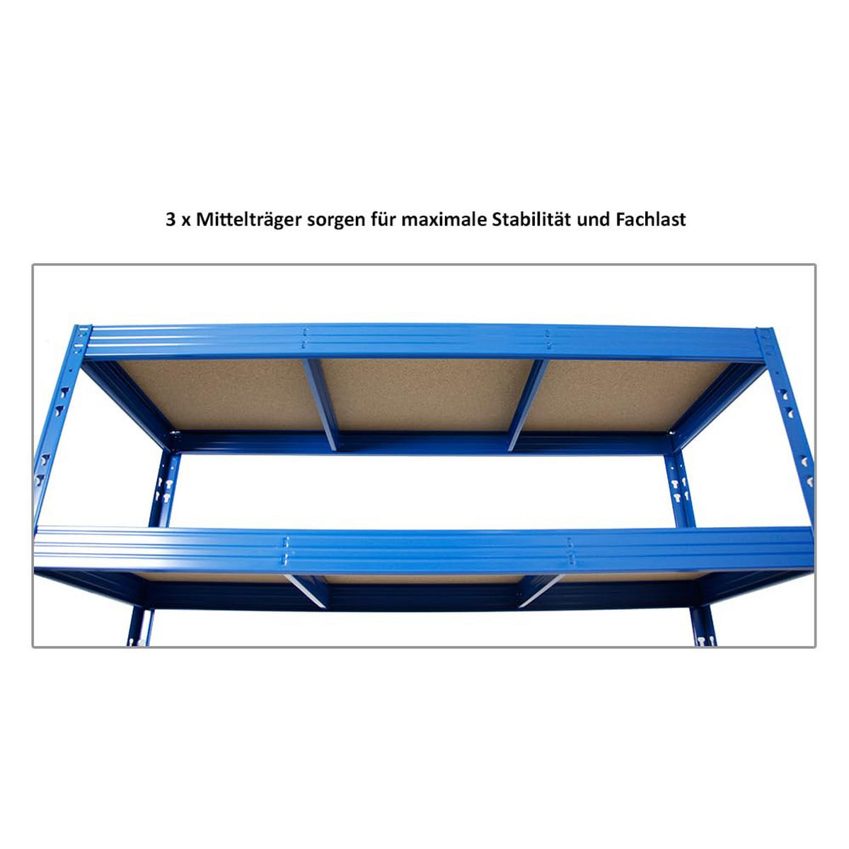 SCHWERLASTREGAL Rhino 2er-Set mit 2x 180x160x60 cm 4 Spanplatten-Ebenen 8mm Fachlast 500 kg Blau - Blau, Metall (320/180/60cm) - PROREGAL