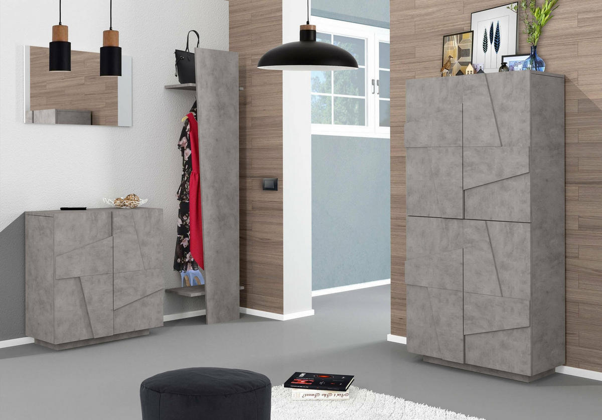 SCHUHSCHRANK Zement 38/81/167 cm - Grau, Holzwerkstoff (81/168/38cm) - DMORA