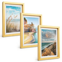 BILDER SET 3er Set - 20x30 cm Goldrahmen - Landschaften Strand Klippen Stadt - Goldfarben, Kunststoff (20/30cm) - TULUP