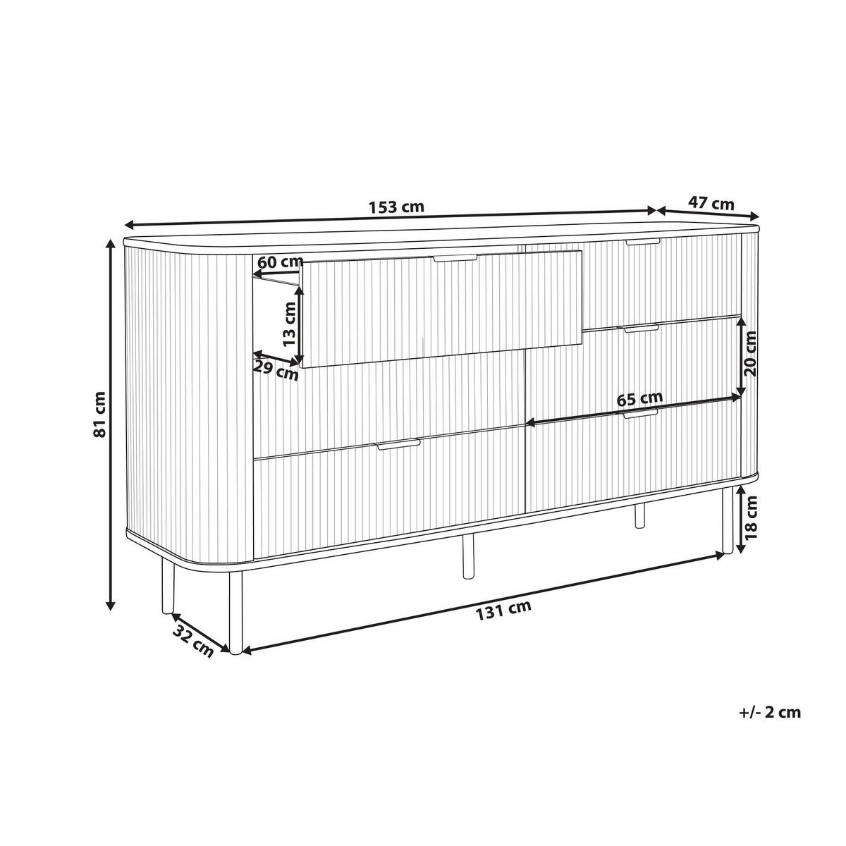 KOMODA s 6 zásuvkami Černá Bradley - černá, kompozitní dřevo (153/81/47cm) - Beliani