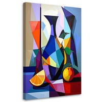 LEINWANDBILD, Kubistisches Stillleben mit Früchten und einer geometrischen Vase - Multicolor, Textil (80/120cm) - Feeby