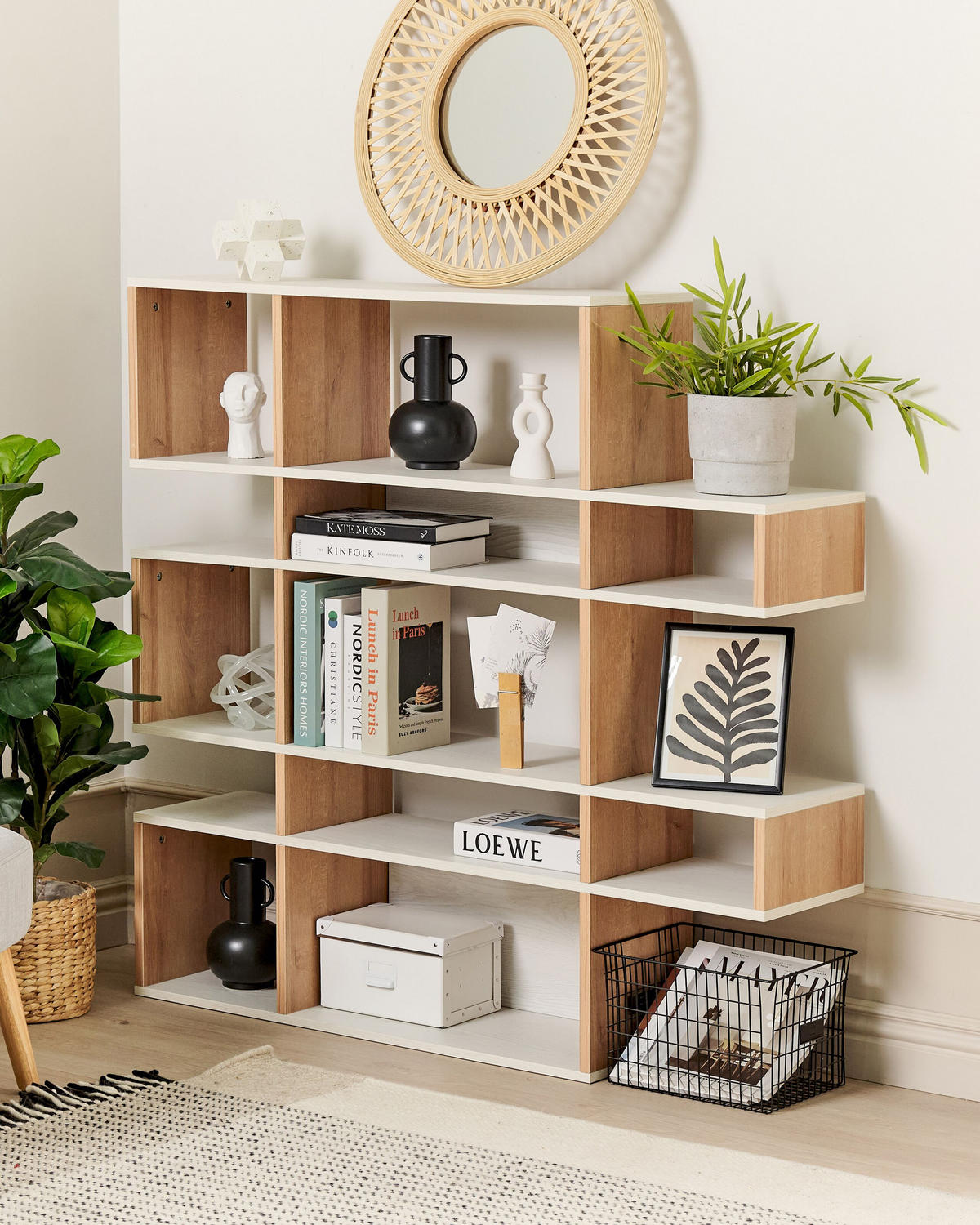 BÜCHERREGAL Fächer Amarilo - Hellbraun, Holzwerkstoff (90/120/30cm) - Beliani