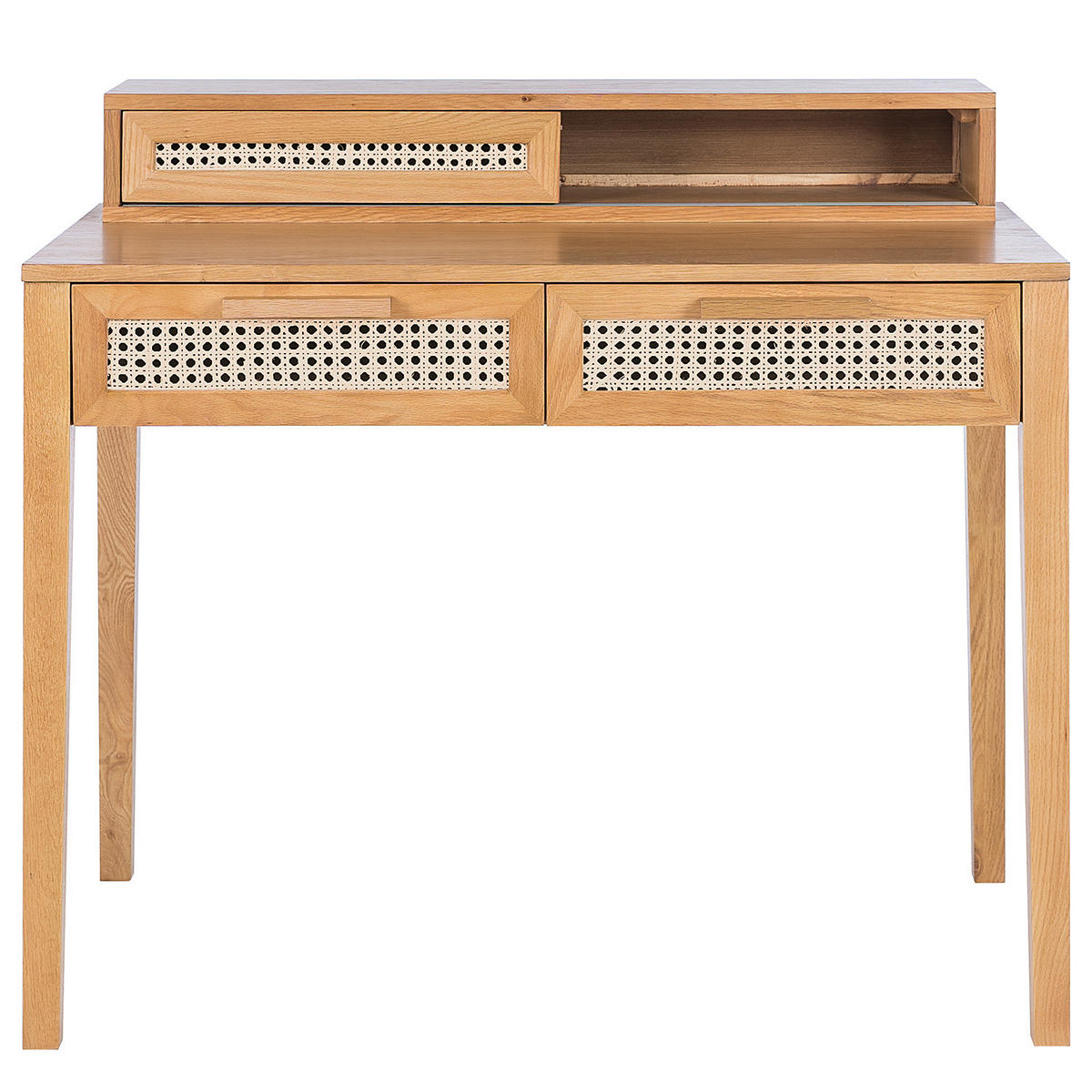 SCHREIBTISCH - Wiener Geflecht / Echtholzfurnier - Eichefarben, Holz/Naturmaterialen (60/100/91cm) - home24