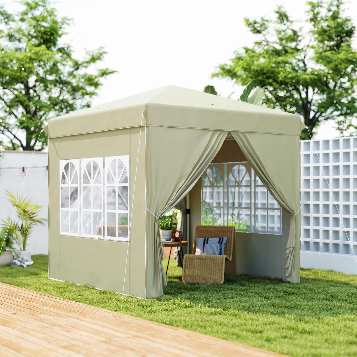 PAVILLON ca. 2,5x 2,5m - Creme, Metall (248/270/248cm) - Outsunny