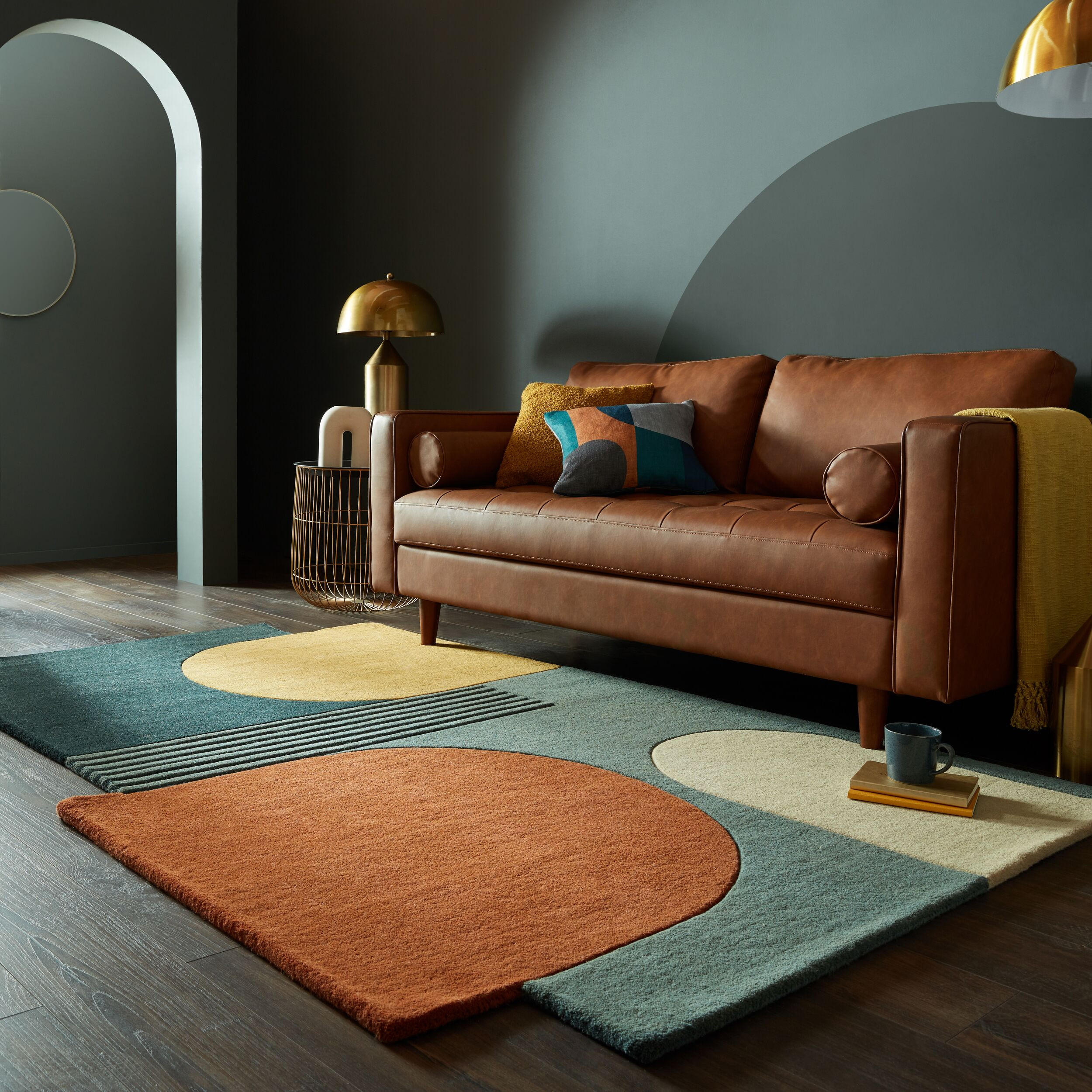 WOLLTEPPICH Rauten-Pastell, geometrisch THAMES LILY, Türkis 150x240 cm - Türkis, Textil (150/240cm) - KADIMA DESIGN