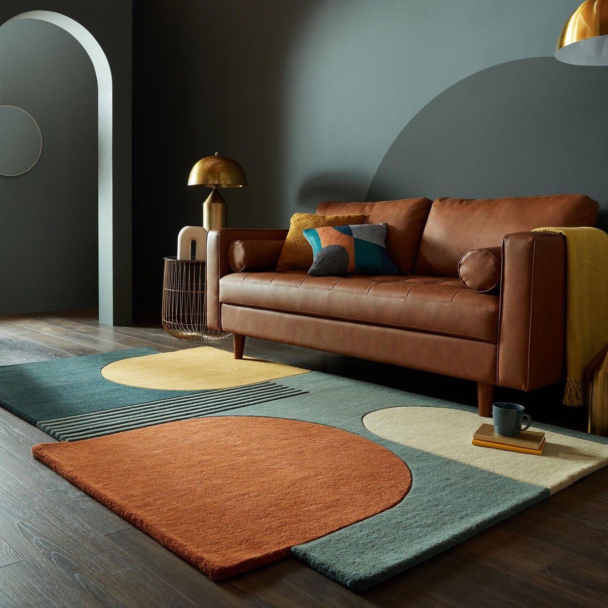 WOLLTEPPICH Rauten-Pastell, geometrisch THAMES LILY, Türkis 150x240 cm - Türkis, Textil (150/240cm) - KADIMA DESIGN