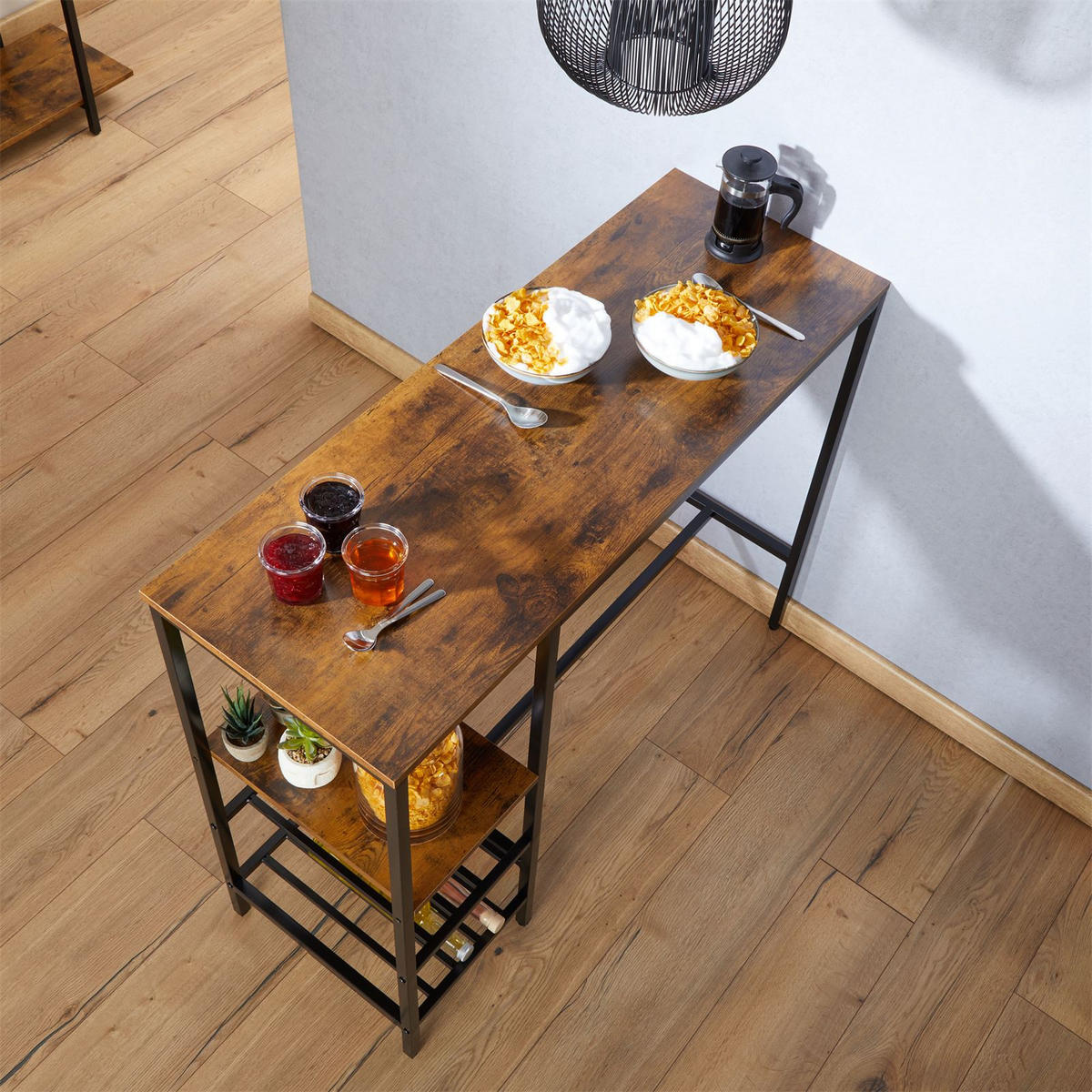 BARTISCH NELAS - Dunkelbraun/Schwarz, Holzwerkstoff/Metall (110/90/40cm) - CARO-Möbel