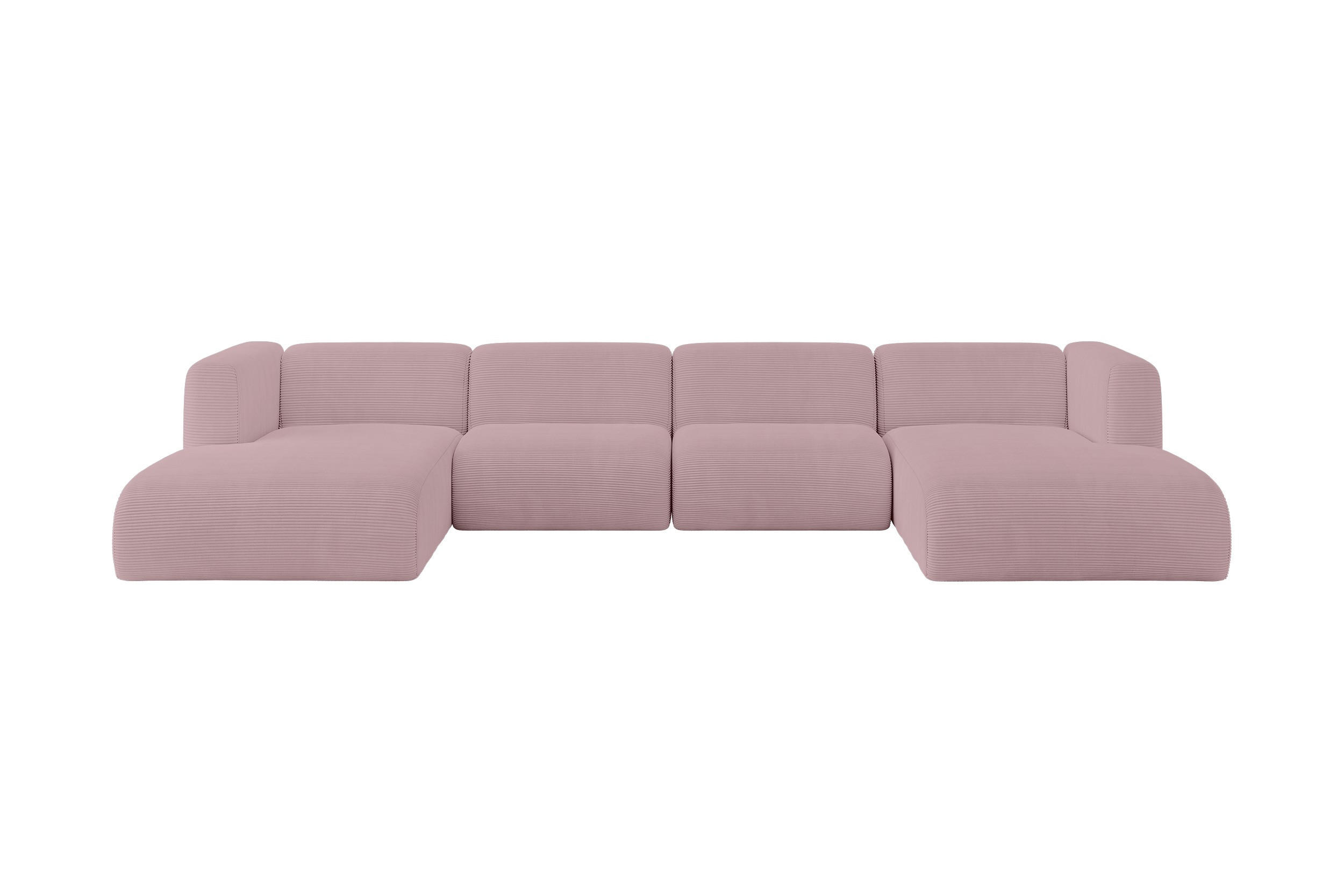 WOHNLANDSCHAFT MIRA-U2 408x179x70 Rosa Cord - Schwarz/Rosa, Holzwerkstoff/Kunststoff (408/70/179cm) - ALTDECOR