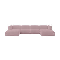 WOHNLANDSCHAFT MIRA-U2 408x179x70 Rosa Cord - Schwarz/Rosa, Holzwerkstoff/Kunststoff (408/70/179cm) - ALTDECOR