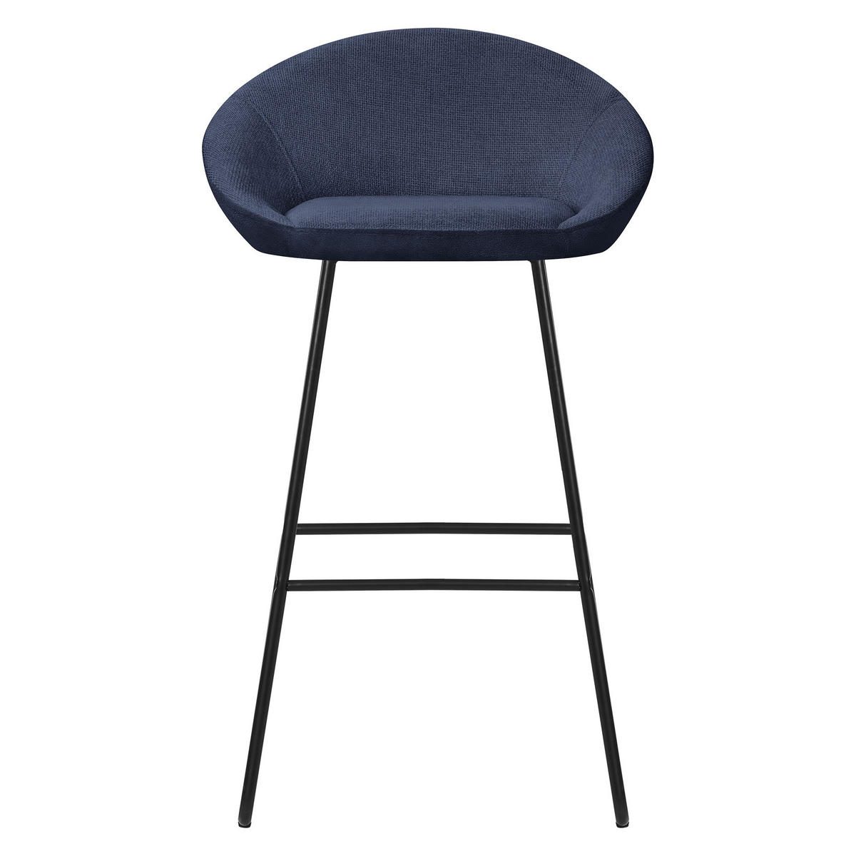 BARHOCKER 2er Set Dunkelblau mit Stoffbezug - Schwarz/Dunkelblau, Metall (56/94/50cm) - ML-DESIGN