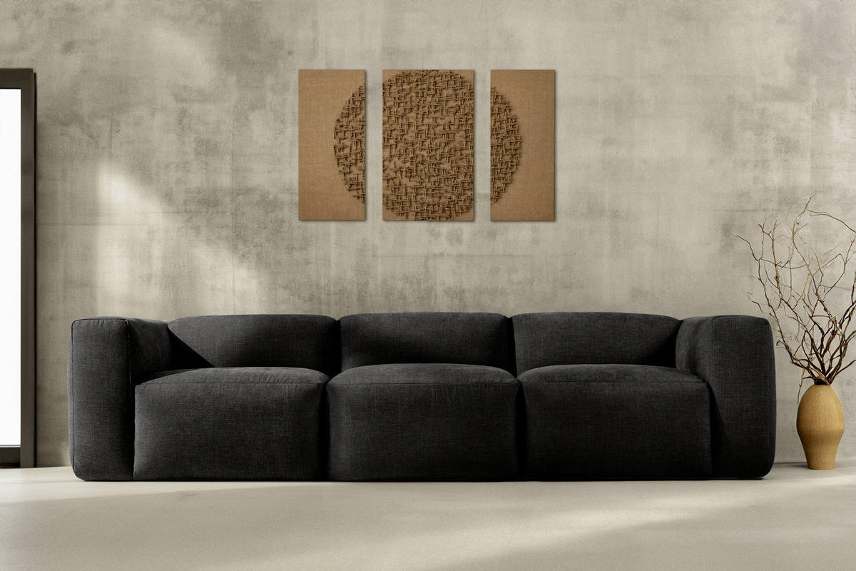 3-SITZER-MODULSOFA BUFFO mit extrem weicher und bequemer Sitzfläche, Gewebestoff, graphit - Graphitfarben, Textil (290/73/96cm) - KONSIMO®