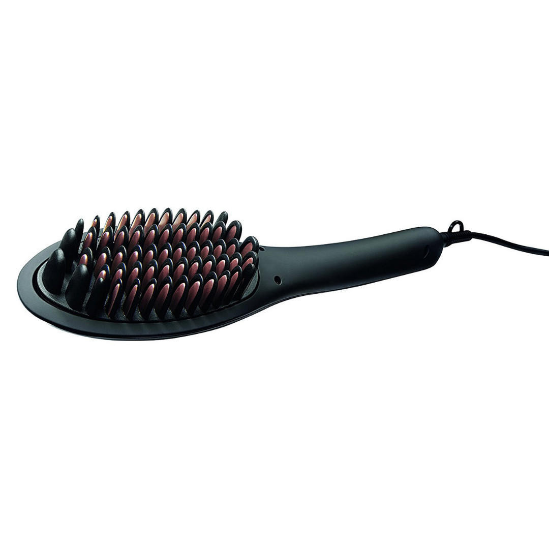 GLÄTTBÜRSTE 2IN1 Schwarz, Keramikbeschichtung, 230°C, Haarstyler, Haarglätter, Stylingbürste, Ionen Technologie, Temperaturregelung, Haarpflege - Schwarz, Kunststoff (7.5/5/29.5cm) - Mia