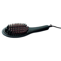 GLÄTTBÜRSTE 2IN1 Schwarz, Keramikbeschichtung, 230°C, Haarstyler, Haarglätter, Stylingbürste, Ionen Technologie, Temperaturregelung, Haarpflege - Schwarz, Kunststoff (7.5/5/29.5cm) - Mia