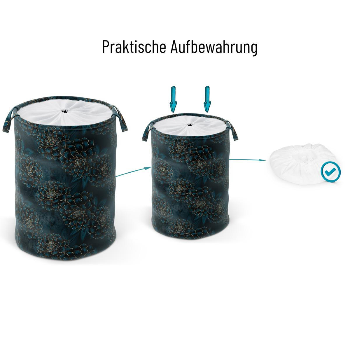 WÄSCHEKORB Dahlien - Blau, Textil (37/55/55cm) - Sanilo