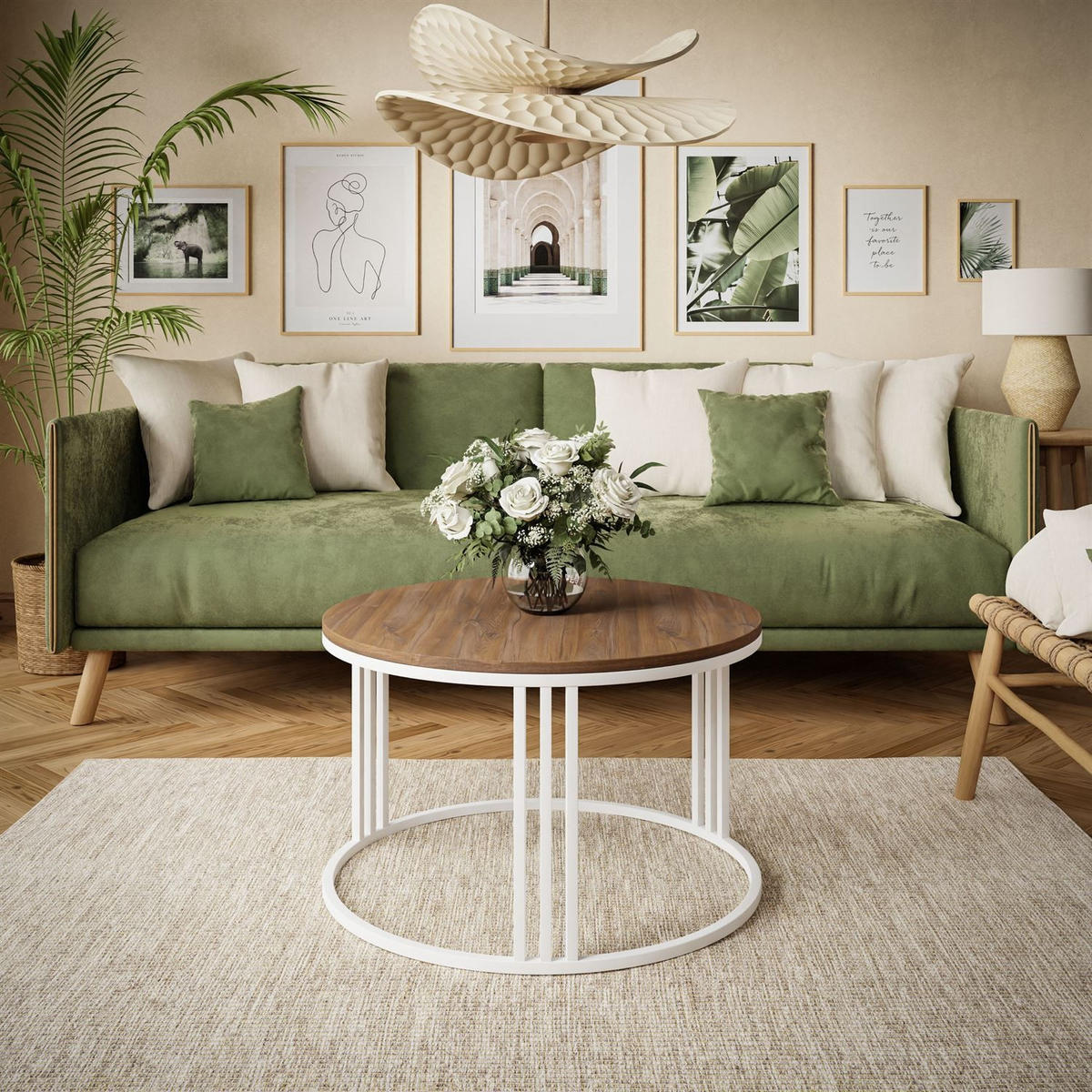 COUCHTISCH LORI LOFT - Eichefarben/Weiß, Holzwerkstoff (70/70/48cm) - Lookway