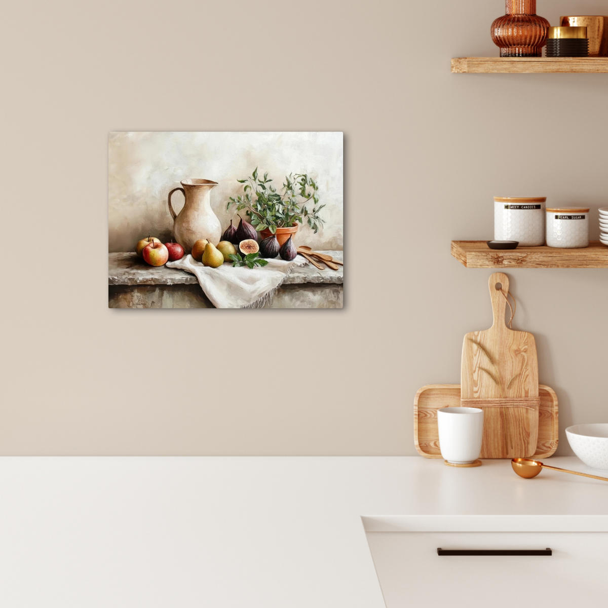 LEINWANDBILD Obst - Kräuter - Ländlich 40x30 cm - Naturfarben, Textil (40/30cm) - MuchoWow