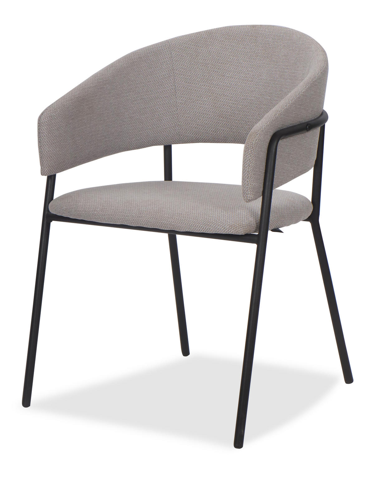 STUHL OVO gespolsterter - hellgrau - Glamour Chenille - Hellgrau/Schwarz, Textil/Metall (56/79/54cm) - NEW HOME