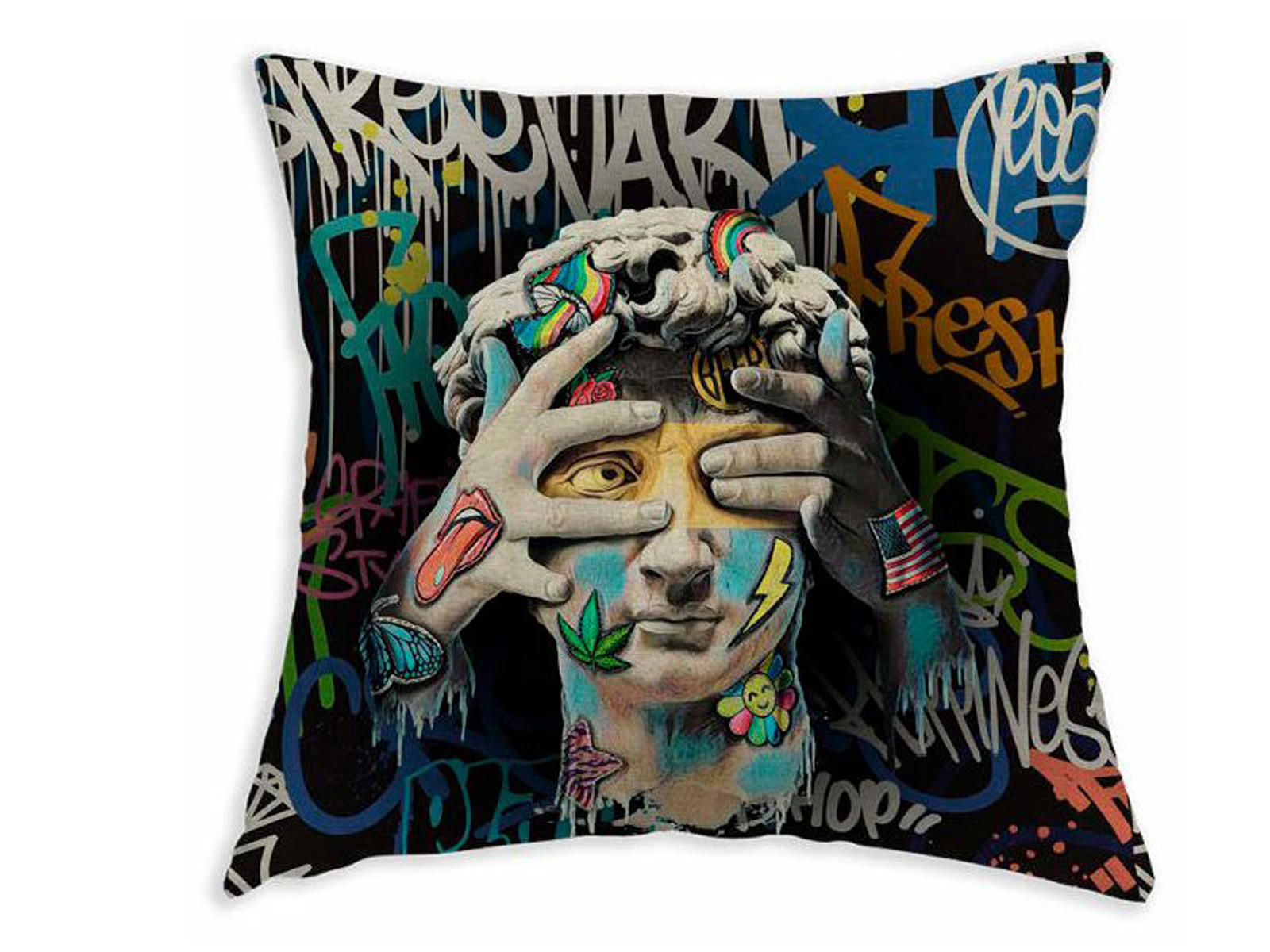 WENDE-KISSENHÜLLE POP-Art David 45/45 cm - Multicolor/Schwarz, Textil (45/45cm) - beties Heimtextil